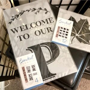 Essential Stencil Set with Welcome and Leaf Designs